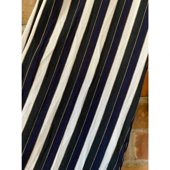 Aritzia Wilfred S Faun $178 Striped Gaucho Wide Leg Pants High Rise Crop Blue - Picture 15 of 15